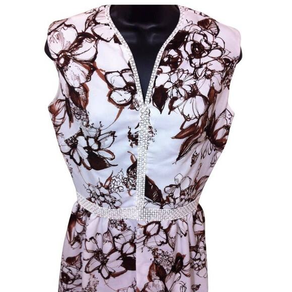 Vintage 1970s Disco Outfit, Vintage Lane Bryant Floral Overdress Size Medium - Picture 2 of 5